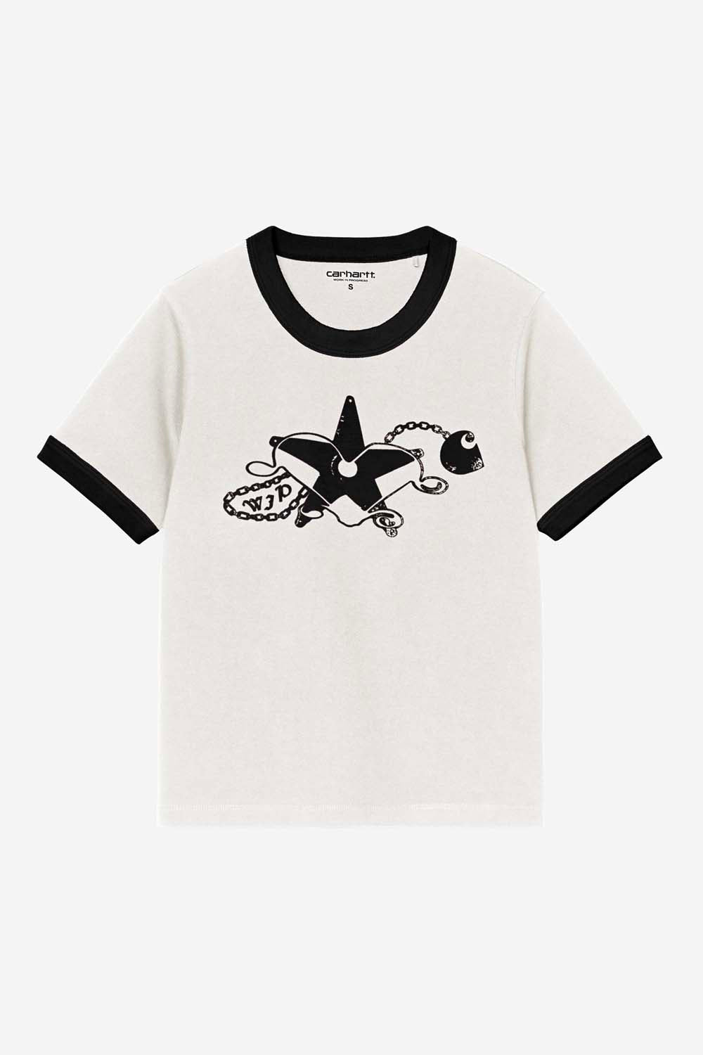 W' S/S Outlaw Star Ringer T-Shirt - Wax / Black Heavy Stone Wash
