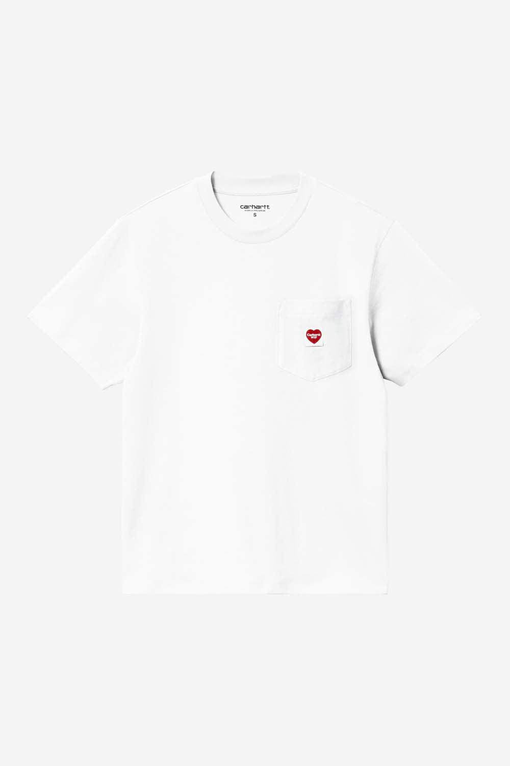 W' S/S Pocket Small Heart T-Shirt - White / Red